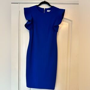 Calvin Klein Royal Blue Ruffle Sleeve Dress